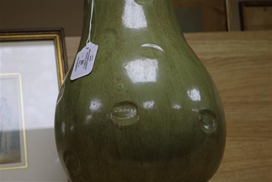 A large Sussie Cooper green and brown mottled vase, incised mark Susie Cooper England
